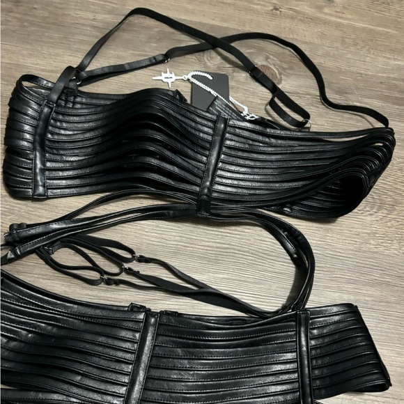 NWT Dolls Kill / Darker Wavs Black Pitch Strappy 3-Piece Lingerie Set - Picture 6 of 10